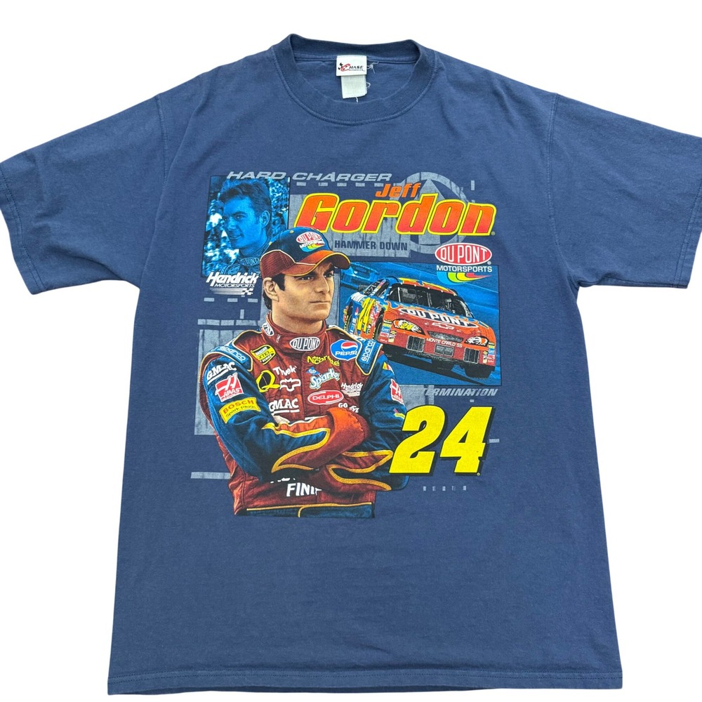 Chase Authentics Jeff Gordon NASCAR T-Shirt Mens Large Blue Vintage 24 DuPont